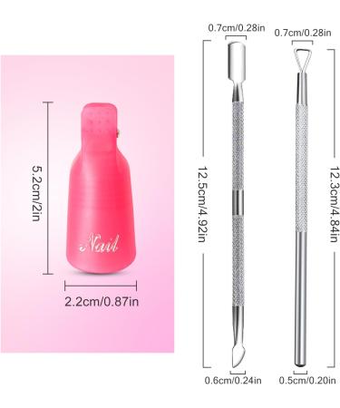 Qufiiry 10 Pcs Nail Soak Off Clips - Pink Nail Polish Remover for Finger UV Gel Polish Removal | Includes 2 Cuticle Pushers - Buy Online on GoSupps.com