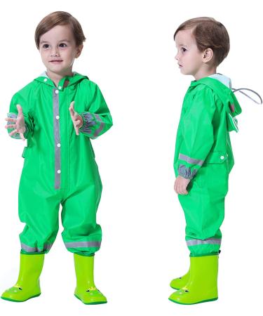 De feuilles Kids Button Rain Suit 2-3 Years Green Frog Waterproof All-in-one Hooded Raincoat Jumpsuit - Buy Online on GoSupps.com