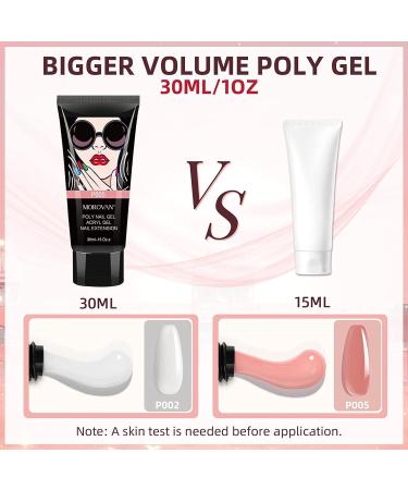 Morovan Poly Gel Nail Kit with UV Lamp - Complete White & Deep Nude 30ml Poly Gel Starter Kit with Top Coat & 3-in-1 Nail Glue Gel - Nail Extension & Poly Gel System - Buy Online on GoSupps.com