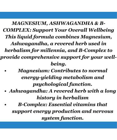 Magnesium Ashwagandha & B-Complex Liquid Drops | Supports Stress Management Nervous System Promotes Energy Levels | Non-GMO and Gluten-Free | 1 Fl Oz (1) - Buy Online on GoSupps.com
