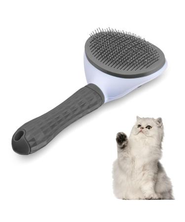 Self-Cleaning Cat Brush for All Fur Types - Remove Undercoat & Tangles | Grey Plucking Brush for Long & Short-Haired Cats & Dogs - Buy Online on GoSupps.com