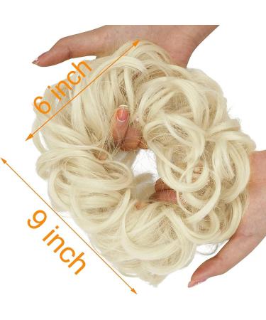 Platinum Blonde Messy Bun Hair Scrunchies - 2 PCS Curly Updo Extensions for Women & Girls - Buy Online on GoSupps.com