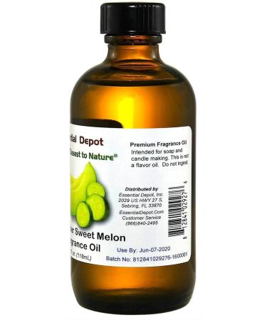 Cucumber Sweet Melon Fragrance Oil - 4 oz Amber Glass Bottle - Premium Scent for Candles Soap & Diffusers - International Shipping Available - Buy Online on GoSupps.com
