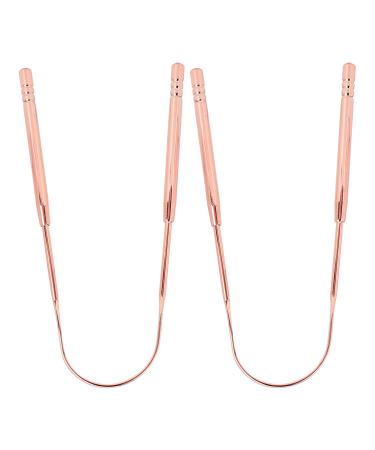 Verdant Touch Tongue Sweeper Stainless Steel Tongue Scraper U-Shaped Tongue Cleaner 2 Pack Oral Care Hygiene Tool Rose Gold