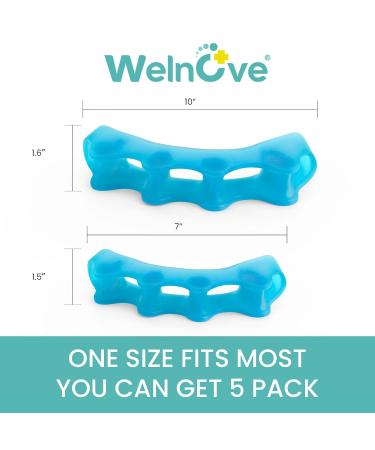 Welnove Toe Separators for Women & Men | Bunion Corrector & Hammertoe Straighteners | 5 Pairs of Toe Spacers for Yoga Practice - Buy Online on GoSupps.com