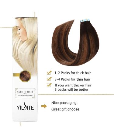 Yilite Tape Extensions Real Hair - 50cm T2/P2/6 | 20 Pieces | Invisible Silky Straight Skin Weft - Buy Online on GoSupps.com