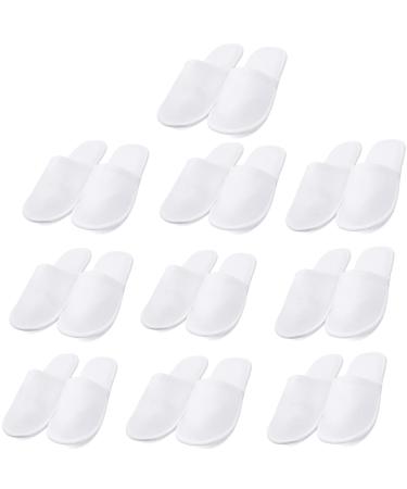 AhFulife 10 pair spa slippers closed toes white hotel guests slippers for spa bathroom party guest and travel fits most men and women 8-9.5 US wide closed toes