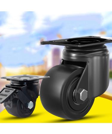 Threaded Shaft Swivel Castors Ball Castors Set of 2 Castors 1 Swivel Castor 1 Locking Castor No Trace on Floor Silent Swivel Castor for Cart Furniture Workbench Black Castors(2.5")