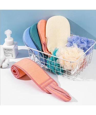 Hoshen Double-Sided Bathing Tool Set - 3-Piece Bath Ball, Back Strip, Glove, and Flower in Pink - Buy Online on GoSupps.com