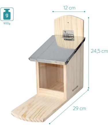 Navaris Squirrel Feeder - Durable Pine Wood House for Outdoors - Metal Roof Feeding Station for Garden Backyard Squirrels - Buy Online on GoSupps.com
