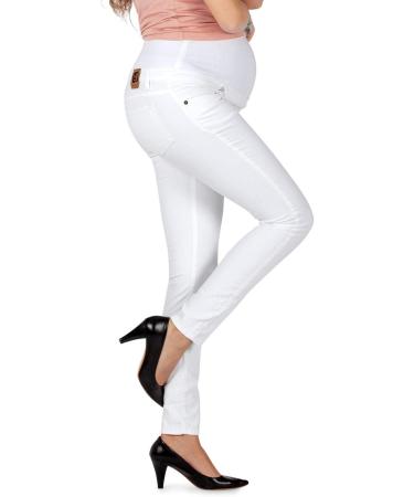 Milano Maternity Jeans - Ultra Stretch Buttery Soft Denim for Pregnant Women | High-Waisted Over The Bump Band | Comfortable and Slimming Maternity Clothing | White - Buy Online on GoSupps.com