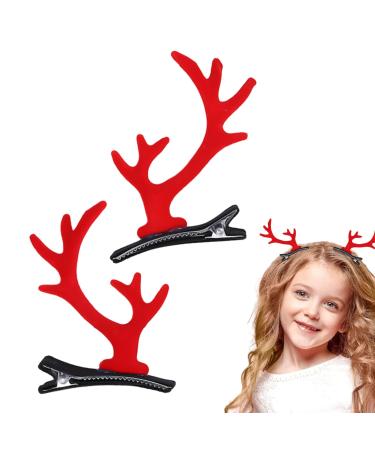 kagrote Christmas Hair Clips - Santa Claus Reindeer Ears Barrettes | Portable Reindeer Antlers Ears Barrettes for Family Women Horn