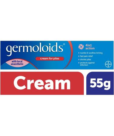 Germoloids Haemorrhoid Cream with Anaesthetic - 55g Pack for Pain Relief and Itch Treatment - Buy Online on GoSupps.com