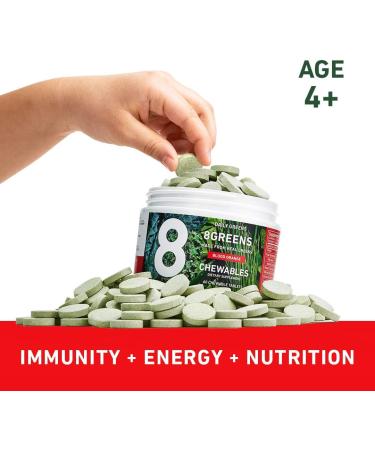 8Greens Green Chewables 60ct - Real Greens for Immunity & Energy - Blood Orange Flavor - Buy Online on GoSupps.com