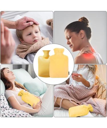 2L Hot Water Bottle with Soft Cover - Rubber 2000ml Bed Warmer & Gift for Pain Relief - Yellow - Buy Online on GoSupps.com