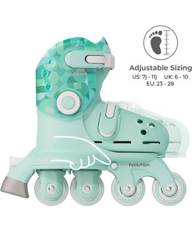 Yvolution Twista Skates Learner Training Skates - 2-in-1 Adjustable Roller Skates for Boys and Girls 2+ Years Old, US Size 7-11 - Green - Buy Online on GoSupps.com