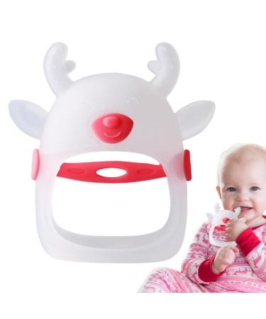 Toothing silicone brain shape calms the gums of babies chops for infants for sucking hand pacifiers for breastfeeding babies between the ages of 4 and 8 months Neamou red