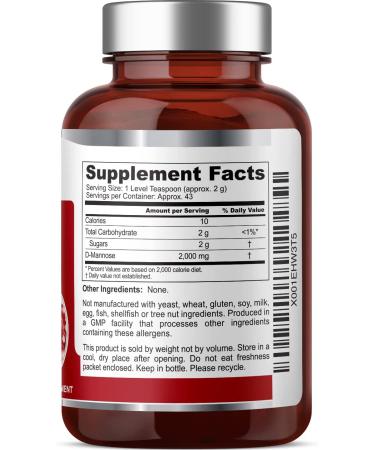 D-Mannose Pure Powder 2000mg - 3oz (85g) - Promotes Urinary Bladder Health - Buy Online on GoSupps.com