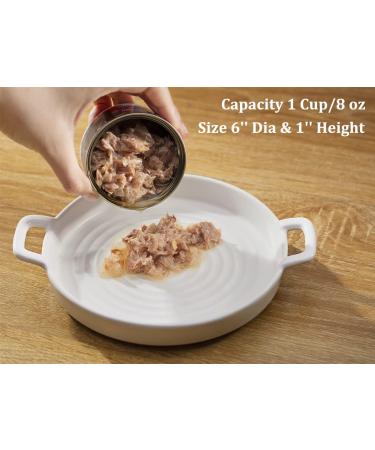 BiteKing Ceramic Cat Bowl - Whisker Fatigue Relief Dish for Cats - Shallow Wide Feeding Plate for Kittens - 2 Pack (Dark Green & White) - Buy Online on GoSupps.com