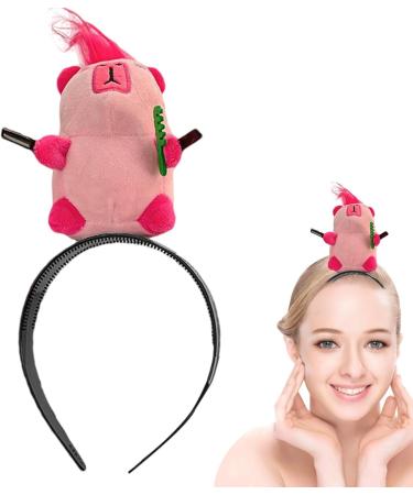 Animal Headbands for Girls Plush Capybara Spa Hairband - Cute Plush Hair Hoop Wide Headband Women Spa Makeup Headband for Washing Face Pink - Buy Online on GoSupps.com