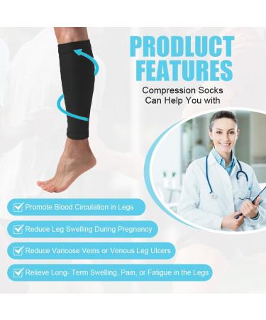 Acwoo Compression Stockings for Men & Women | Calf Medical Compression Socks 15-21mmHg | Ideal for Running & Sports | Black - Buy Online on GoSupps.com