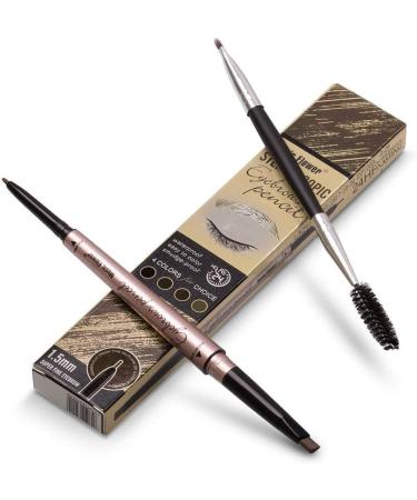 HeyBeauty Eyebrow Pencil with Brow Brush - Black | Double Ended Automatic Makeup Cosmetic Tool - Buy Online on GoSupps.com