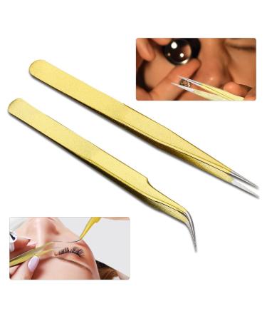 Professional Stainless Steel Eyelash Tweezers for Extensions | Precision Tweezers for Artificial Eyelashes - Shop Now! - Buy Online on GoSupps.com