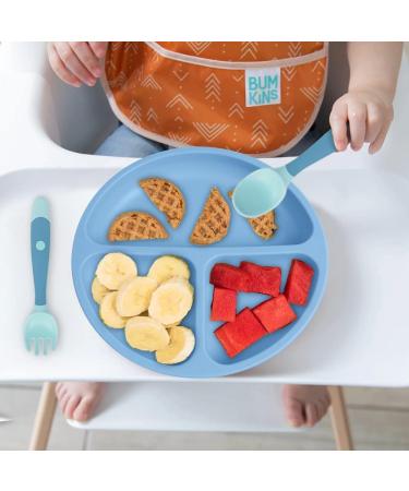 Vicloon Baby Silicone Suction Plate Set - 3 Non-Slip Divided Toddler Plates for Self Feeding and Training in Grey Blue/Green/Beige - Fits Most Highchairs - Buy Online on GoSupps.com