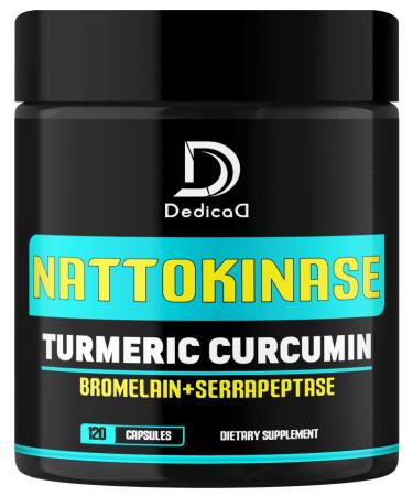 4-in-1 Nattokinase 2000 Fu, Turmeric, Bromelain, Serrapeptase - Spike Protein Detox - Body Balance, Circulation Health & Immune System - 120 Capsules 4-Month Supply 120 Count (Pack of 1)