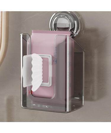 Wipe Holder For Bathroom - Flushable Wet Wipes Dispenser Suction Cup Wall Mounted | Multifunction Wipe Containers Refillable For Kitchen Bedroom Bathroom | Clear Wall Mounted Wipes Holder Dispenser Wi Transparent Gray - Buy Online on GoSupps.com