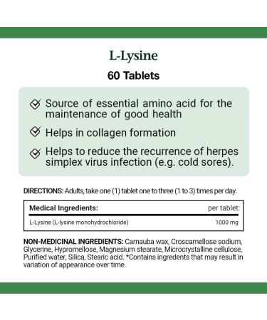 Buy Nature's Bounty L-Lysine 1000 mg - 60 Tablets | Premium Immune Support | International Shipping Available - Buy Online on GoSupps.com