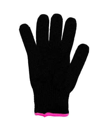SZXMDKH Heat Resistant Glove for Hair Styling 1 PCS Professional Heatproof Glove Heat Blocking Mitts Heat Protection Gloves for Hair Tools Curling Iron Wand Flat Iron Hot-Air Brushes(Pink Edge) Set 1: 1 Pcs Black