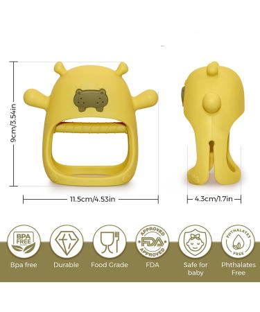 Buy Hippo Never Drop Silicone Baby Teething Toys | Suction Hand Pacifier & Chewing Toy for Infants 0-12 Months | Perfect Car Seat Toy for Newborns (Yellow) - Buy Online on GoSupps.com