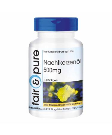 Fair & Pure - Evening Primrose Oil 500mg - 100 Softgels - high dosage - with linoleic acid linolenic acid and vitamin E