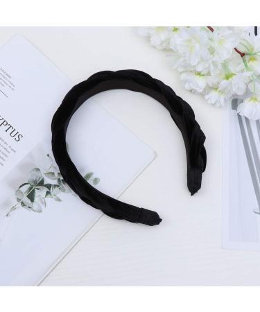 Wide Headband Fashion Suede Braid Headband Handmade Cloth Twist Hairbands for Women Girls (Black) - Buy Online on GoSupps.com