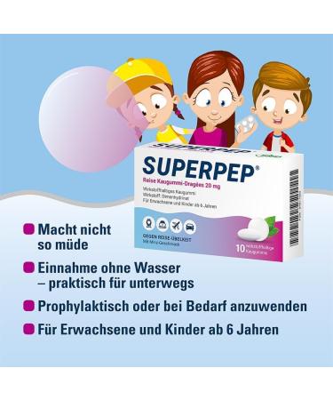 SUPERPEP Travel Chewing Gum Dragees 20 mg - 20 Pieces | Refreshing Chewing Gum for Travelers | Buy Internationally - Buy Online on GoSupps.com