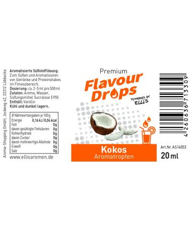 Elli's Coconut Flavour Drops | Sugar-Free Aroma Drops for Sweetening Food | Best Flavouring for Baking & Beverages - Buy Online on GoSupps.com
