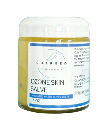 O3 Charged Ozone Skin Salve Ozone Oil Natural Skin Care Essential Oils Moisturizer Lavender Oil Cuts Bug Bites Pure Natural 4oz Body Care Ozone Cream Oxygenated Healing Salve Glass Jar