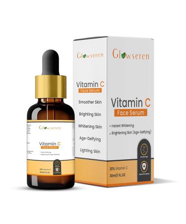 20% Vitamin C Face Serum For skin brightening | Boost to Increase Skin Glow Instantly & Reduces Dark Spots | Boost Collagen & Elastin for Anti-Aging Skin Repair | Suitable for All Skin 30ML