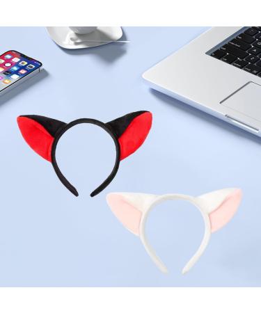 Bohue 2 Pieces Fox Ears Headband Cartoon Fox Halloween Hair Hoops Plush Animal Ears and Horns Headband Halloween Costumes Cosplay Party for Girls Boys (Black) - Buy Online on GoSupps.com