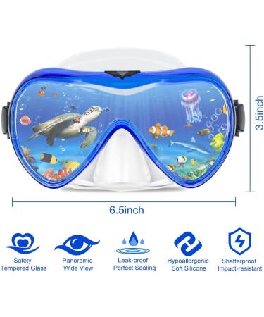 MountDog 180 View Snorkel Mask with Tempered Glass for Adults and Youth - Blue | Anti-Fog, Anti-Leak Scuba Diving Goggles - Buy Online on GoSupps.com