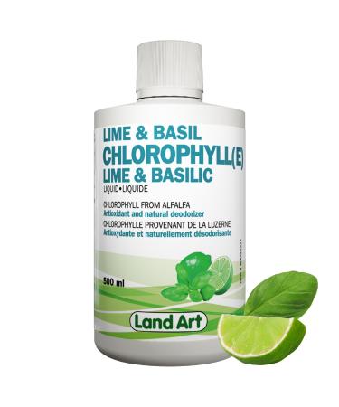 Liquid Chlorophyll Lime Basil 500ml Cold Extracted from Non-GMO Alfalfa - Detox - Alkaline - Natural Body Deodorant Antioxidant - Made in Canada