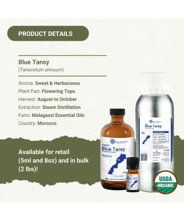 Organic Blue Tansy Essential Oil Direct from Malagassi Essential Oils - Ideal in Face Oil - Organic Blue Tansy for Candle Making and Soap Making (5 mL) Organic Blue Tansy 0.17 Fl Oz (Pack of 1) - Buy Online on GoSupps.com
