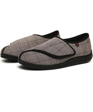 ZHENSI Men's Diabetic Shoes Wide Swollen Feet Slippers - Adjustable Non-Slip Soft Bottom - Brown (Size 10.5) - Buy Online on GoSupps.com
