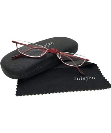 Buy Inlefen Unisex Half Moon Reading Glasses - Slim Semi-Rimless Vintage Metal Frames | Spring Hinges | Multiple Diopter Options 1.0 to 4.0 | International Shipping - Buy Online on GoSupps.com