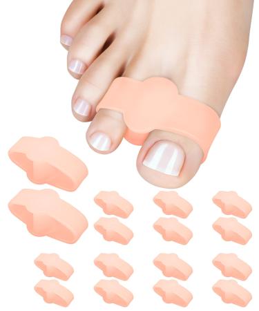 Golbylicc 8 Pairs Bunion Corrector Toe Separators for Women Men Gel Toe Spacers with 2 Loops for feet Big Toe Overlapping Toes (Beige)