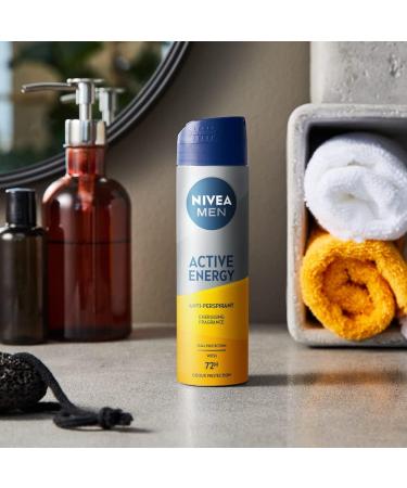 NIVEA MEN Dry Energy Deodorant Spray (250ml) Men's Deodorant with 48H Protection Antiperspirant for Men with Zinc Formula to Fight Sweat and Body Odour - Buy Online on GoSupps.com