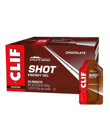 CLIF SHOT - Energy Gels - Chocolate Flavor - Non-GMO - Non-Caffienated - Fast Carbs for Energy - High Performance & Endurance - Fast Fuel for Cycling and Running (1.2 Ounce Packet, 24 Count)