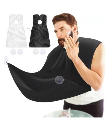 Beard Shaving Bib Set of 2: Waterproof with Strong Suction Cups Black and White - The Perfect for Men Who Want a Mess-Free Shave and to Keep Their Space Clean and Tidy or Just to Show Appreciation