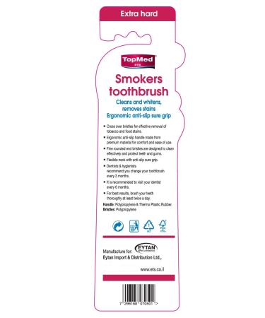 Top Med ETS Extra Hard Smokers Toothbrush - 1 Count (Color May Vary) - Buy Online on GoSupps.com
